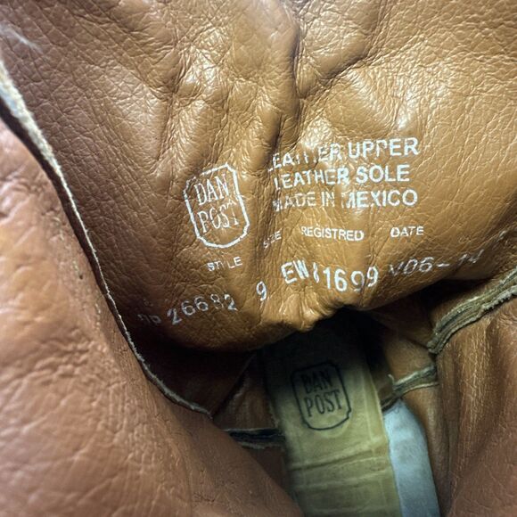 Dan Post Albany Boot Western Cowboy Brown Leather Bucklace Pull One Mens 9 EWide - Picture 15 of 16